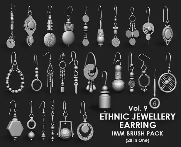 Ethnic Jewellery Earring IMM Brush Pack 28 in One Vol 9