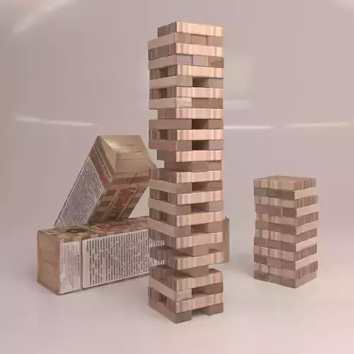 Jenga Game 3d model Low-poly 3D model