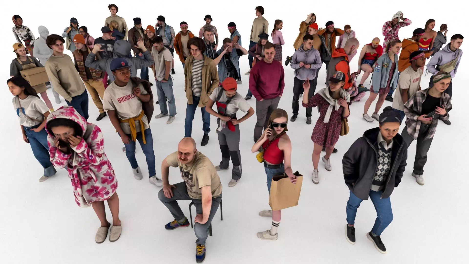 People pack poses scan body 51 pieces vol 1 of 10 Low-poly 3D model