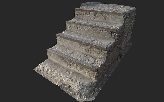 Concrete staircase Low-poly 3D model