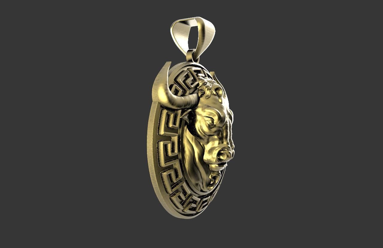 Bull pendant  3D print model_3