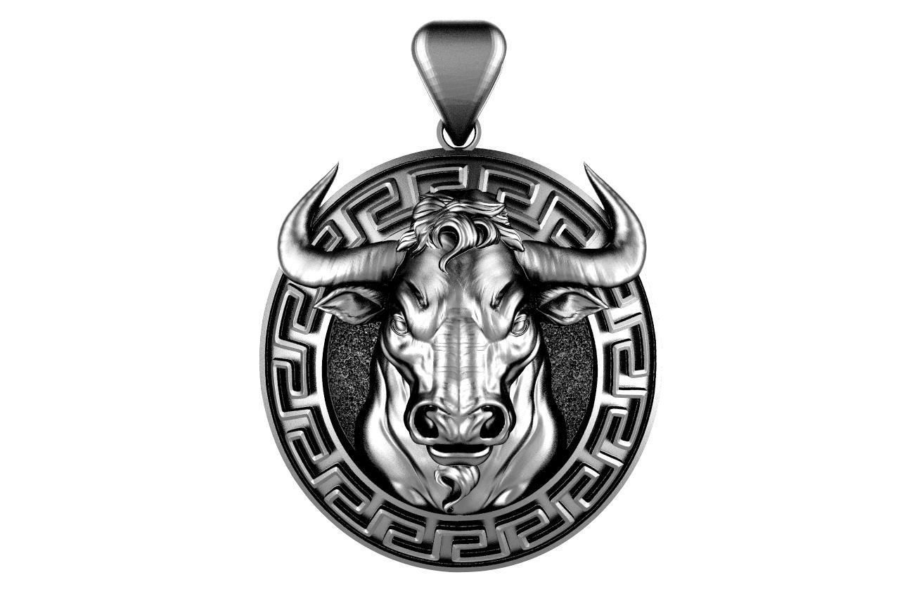 Bull pendant  3D print model_6