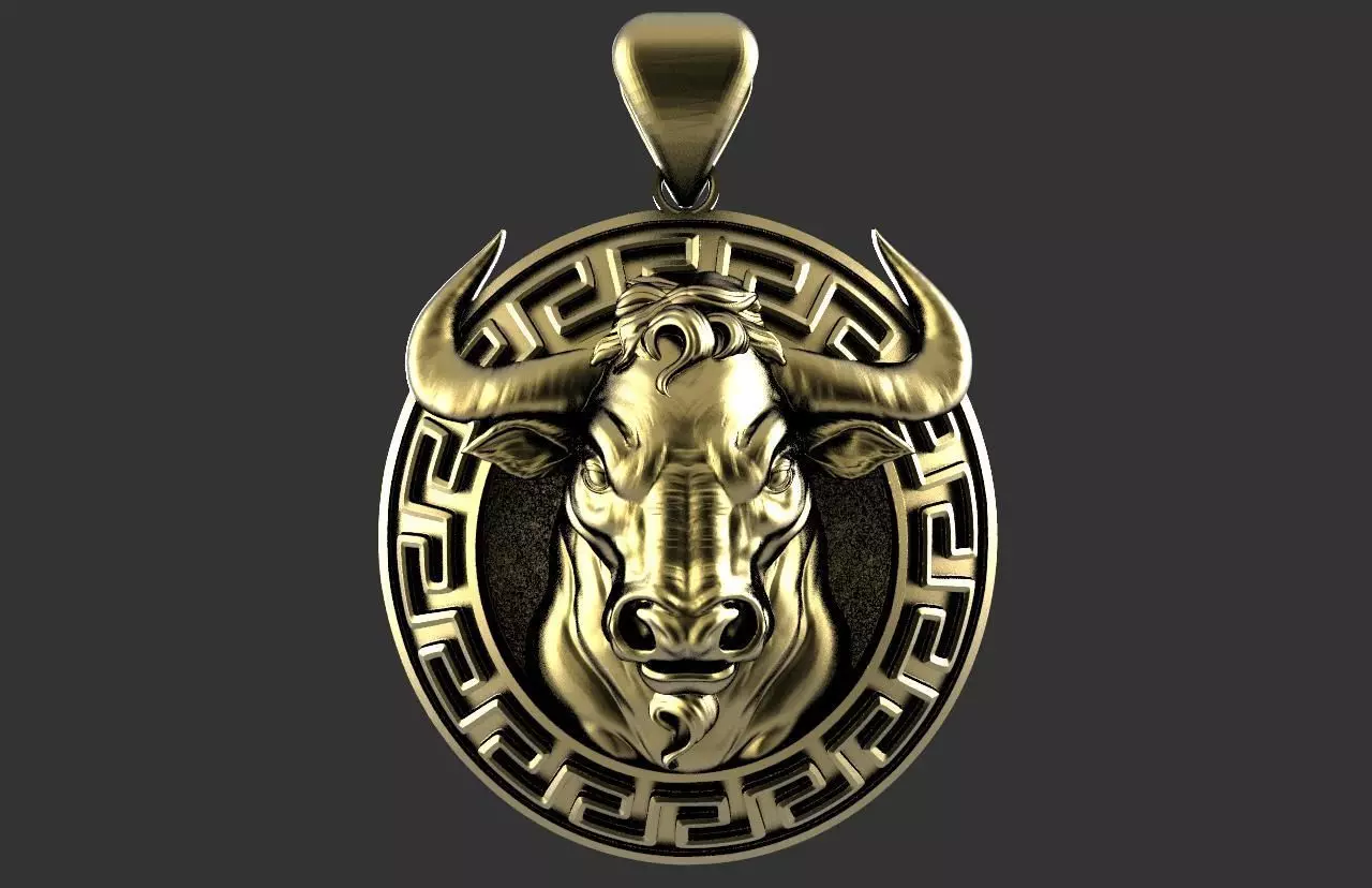Bull pendant  3D print model_0