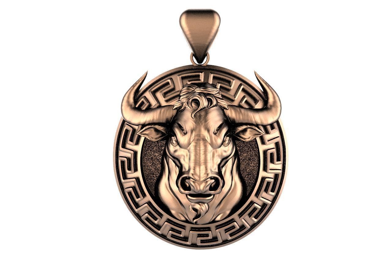 Bull pendant  3D print model_7