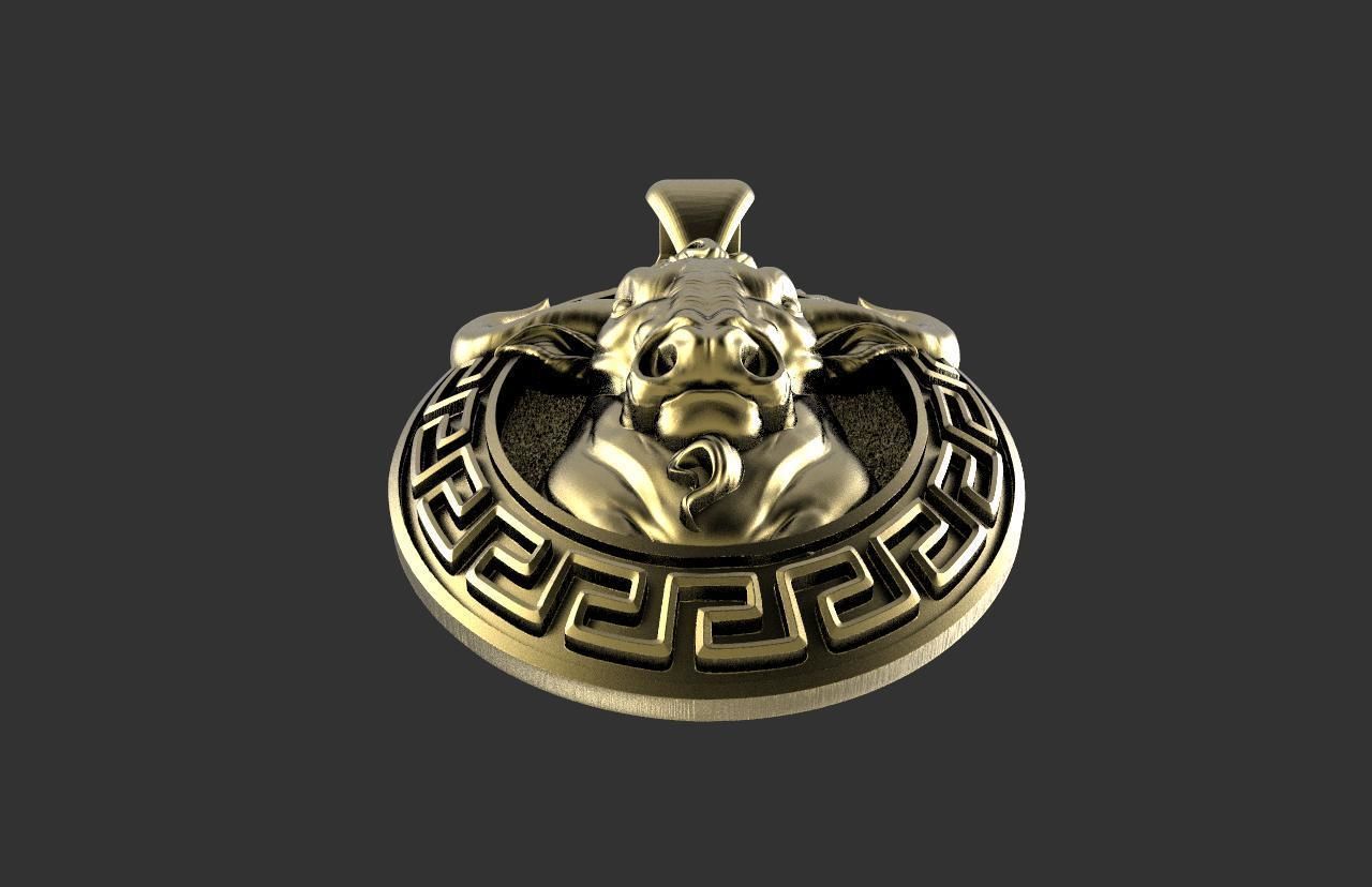 Bull pendant  3D print model_5