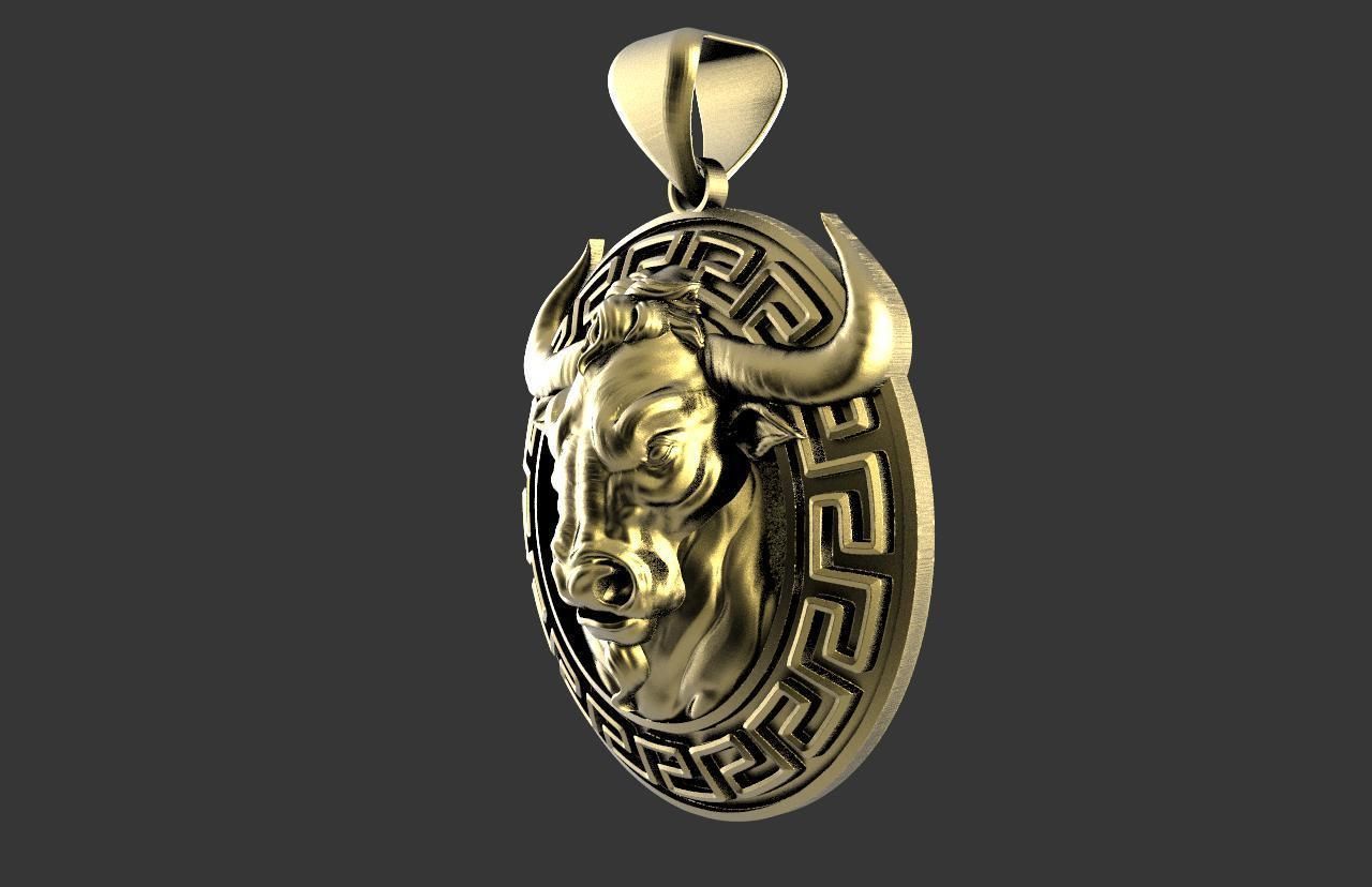 Bull pendant  3D print model_1