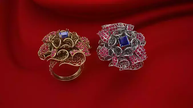 jewelry flower ring 3D print model