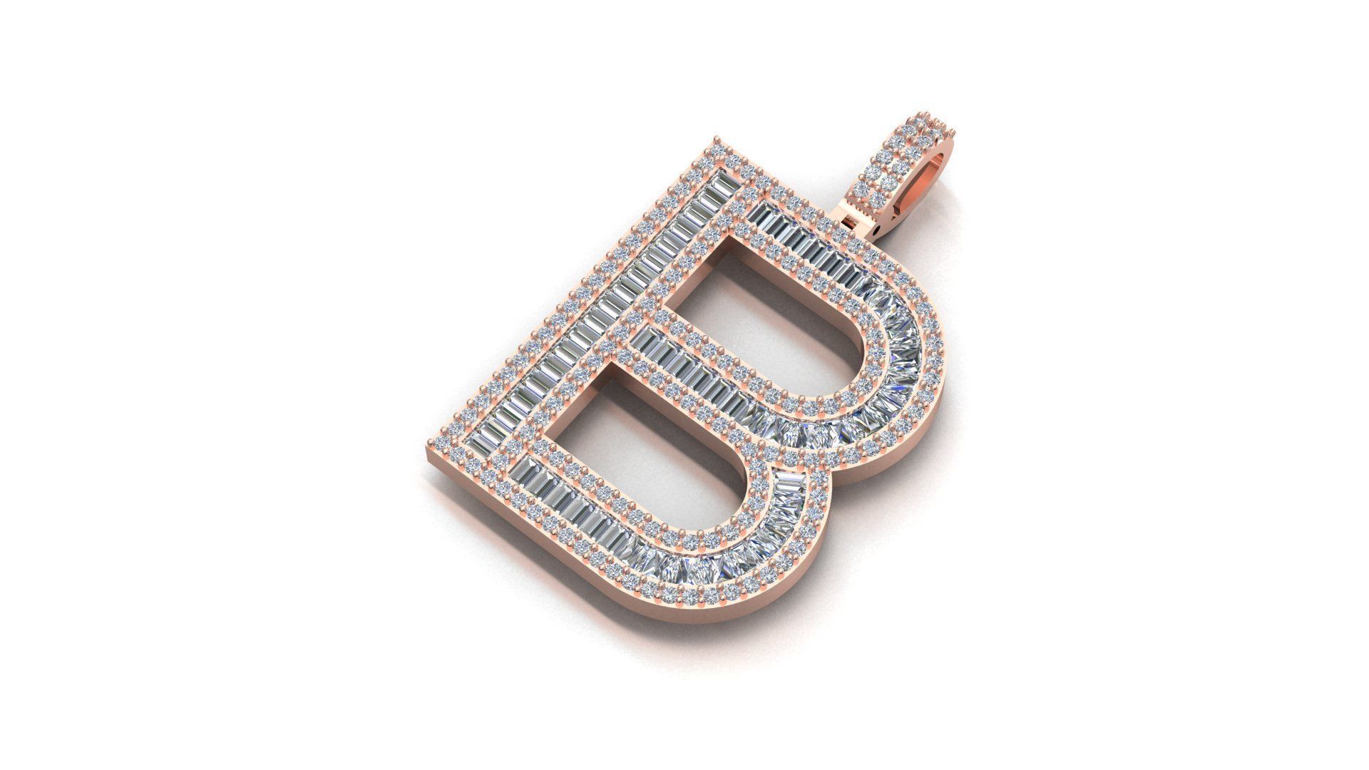 alphabets pendent initial pendent 3D print model_1