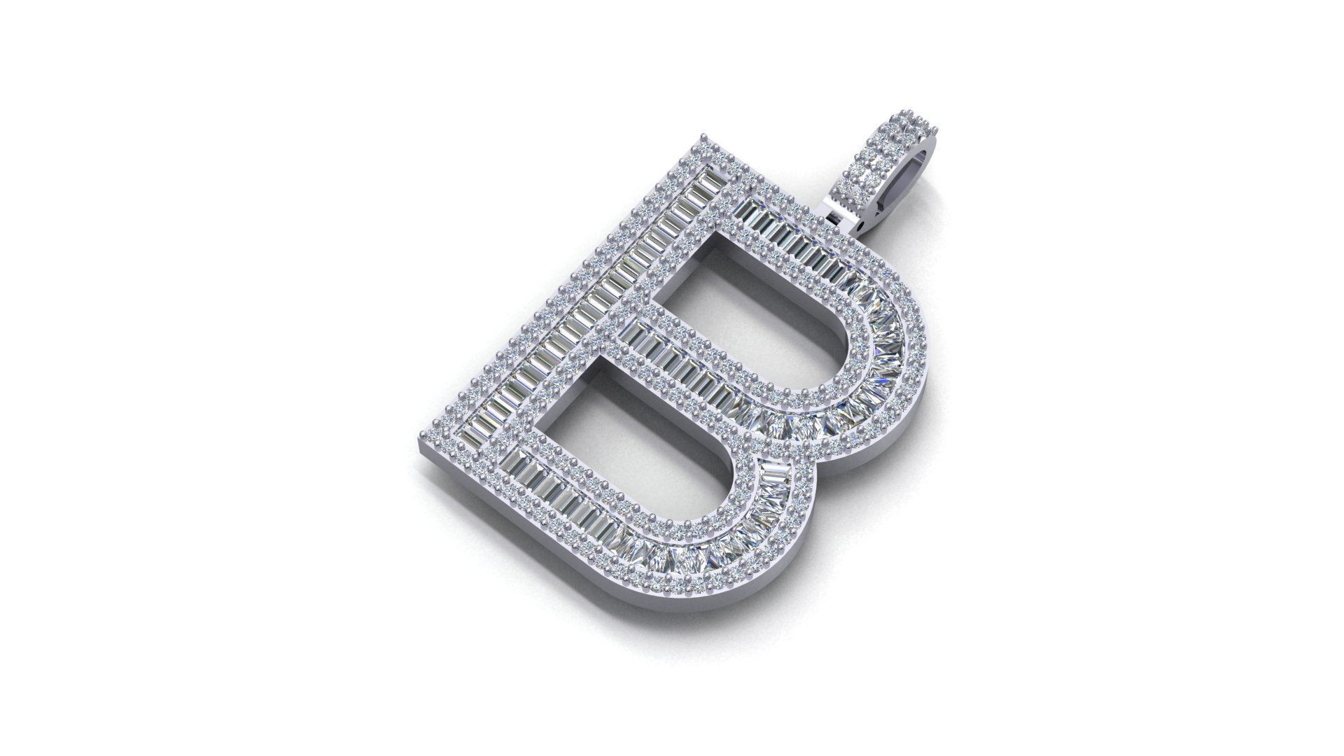 alphabets pendent initial pendent 3D print model_2
