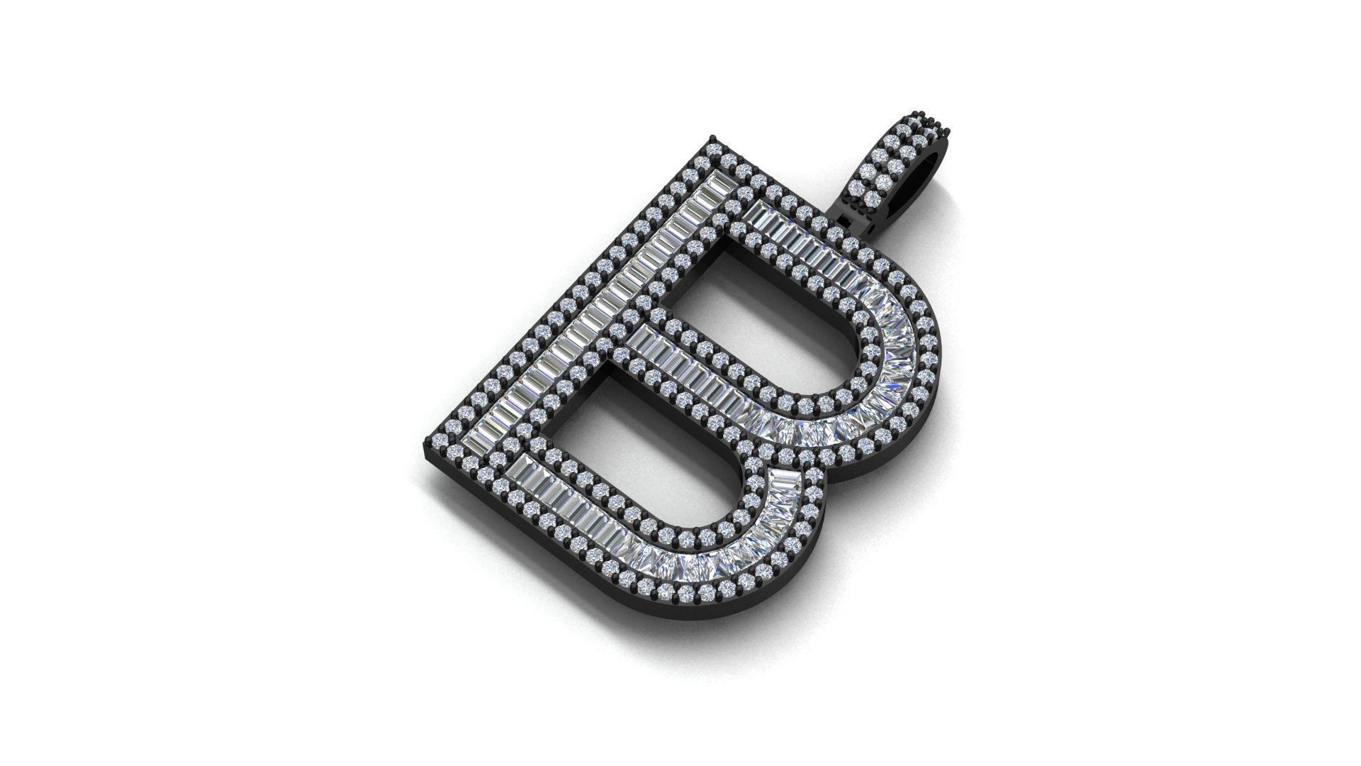 alphabets pendent initial pendent 3D print model_3