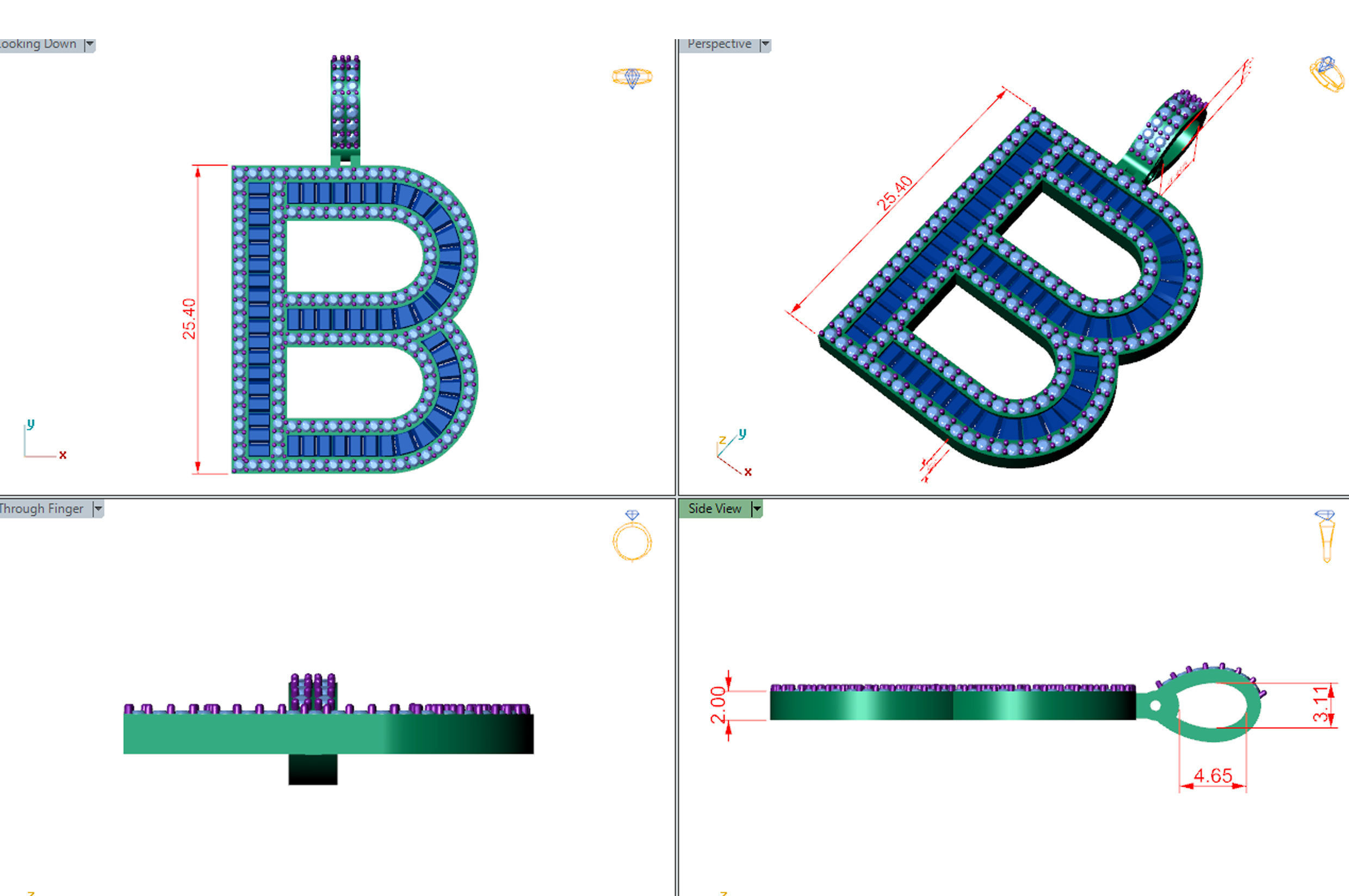 alphabets pendent initial pendent 3D print model_4