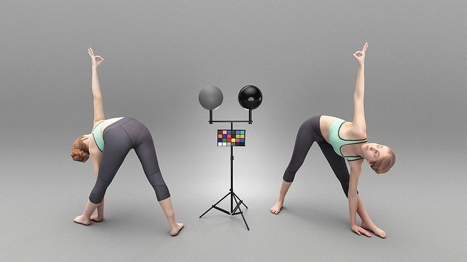 Girl in yoga pose 444 Low-poly 3D model