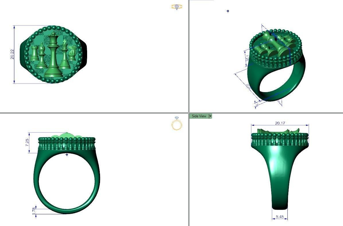 Chess pieces chessboard ring 3D print model_10