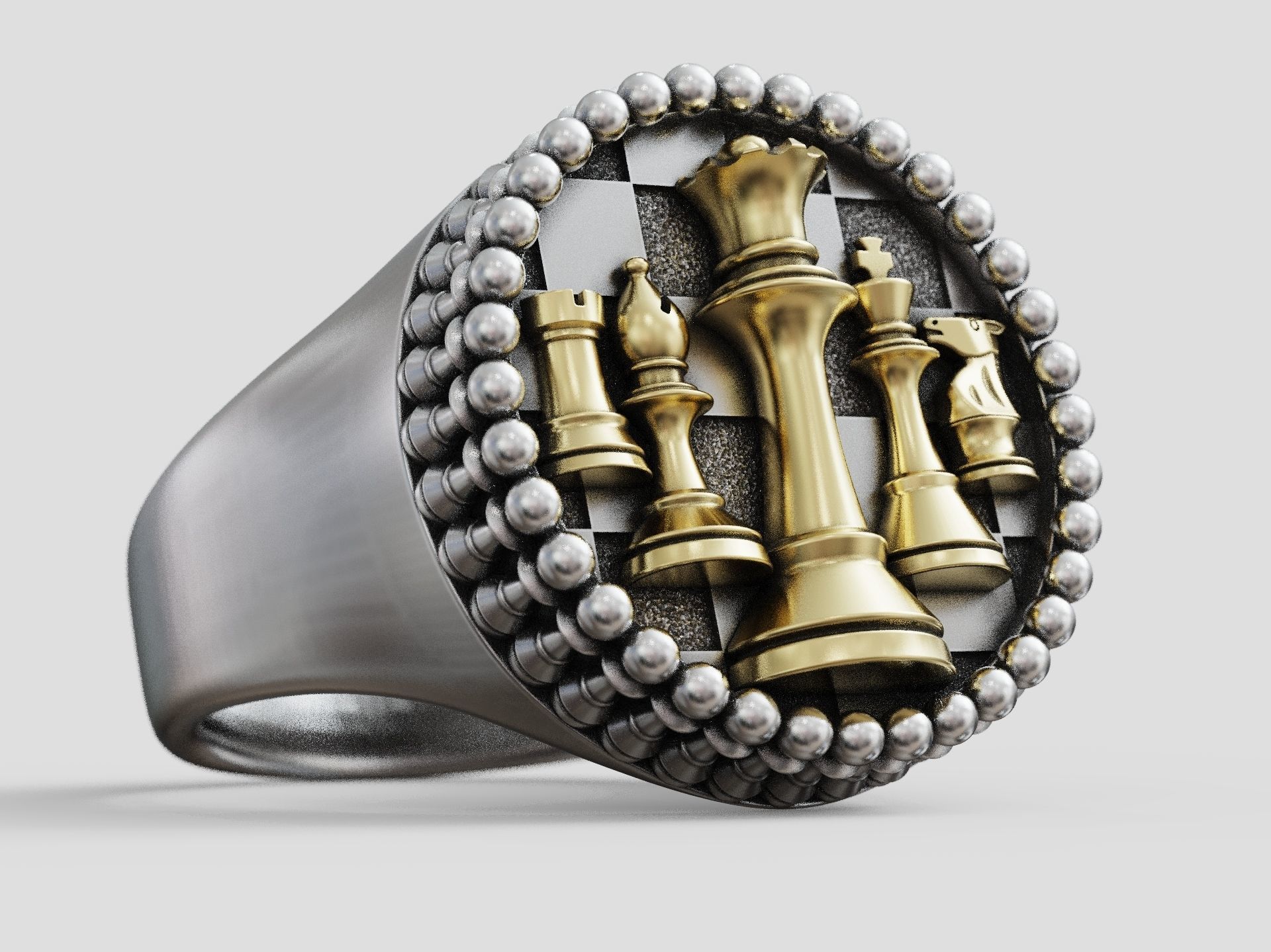 Chess pieces chessboard ring 3D print model_7
