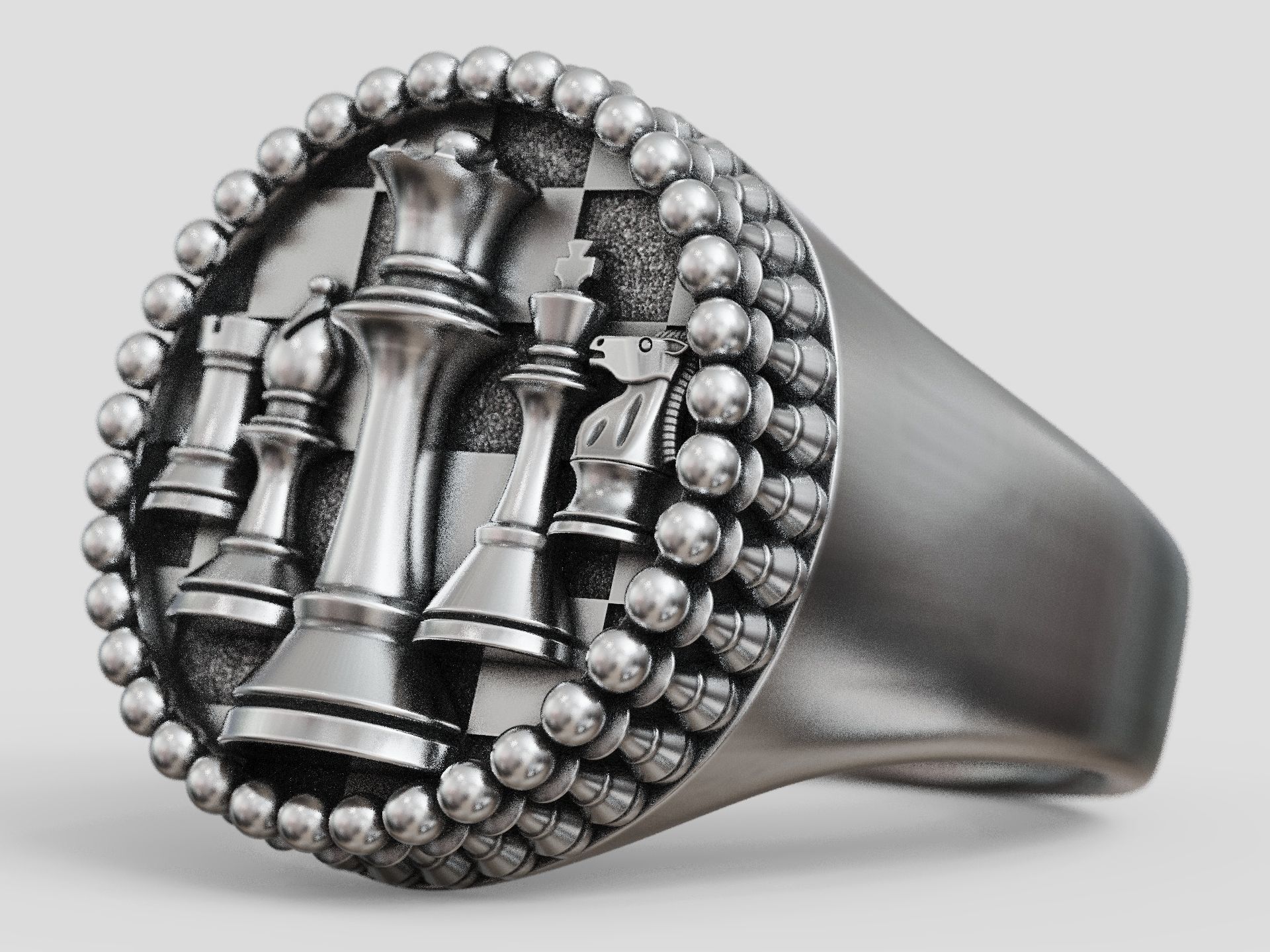 Chess pieces chessboard ring 3D print model_6