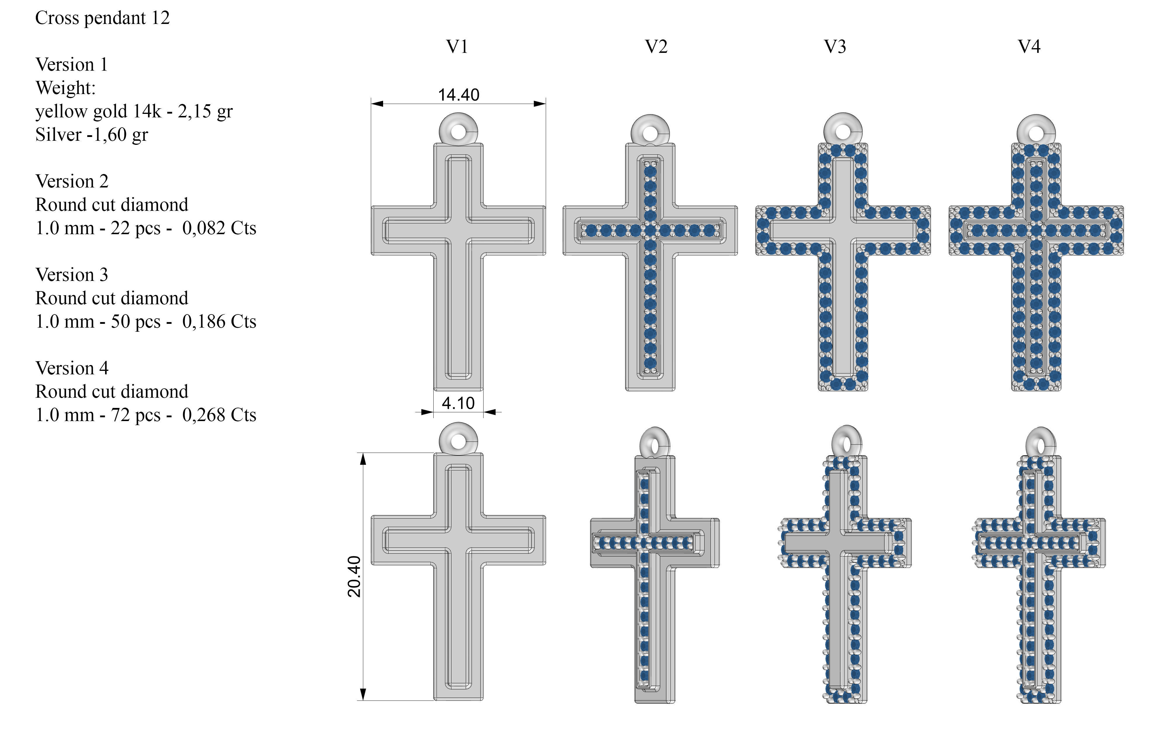Cross pendant 12 3D print model_9