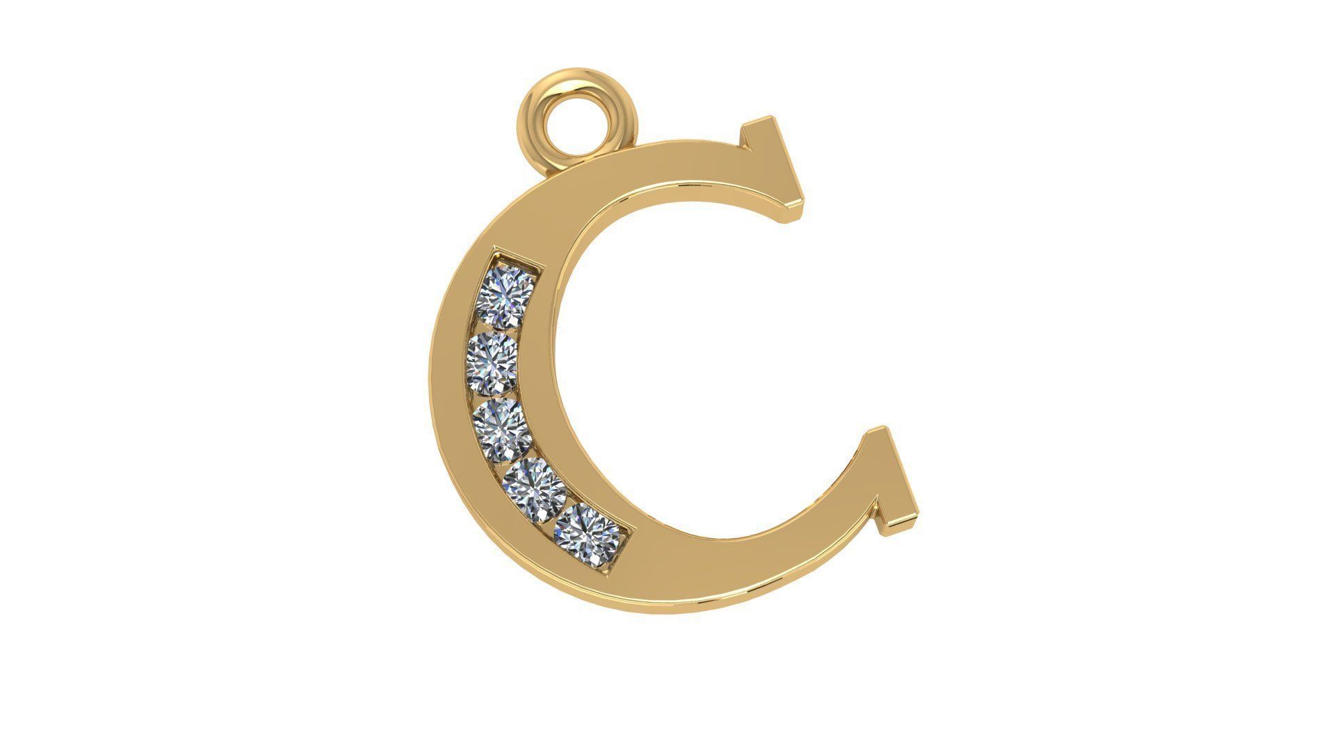 26 Alphabet pendant necklace charms 3dm models pack  3D print model_3