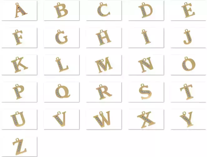 26 Alphabet pendant necklace charms 3dm models pack 