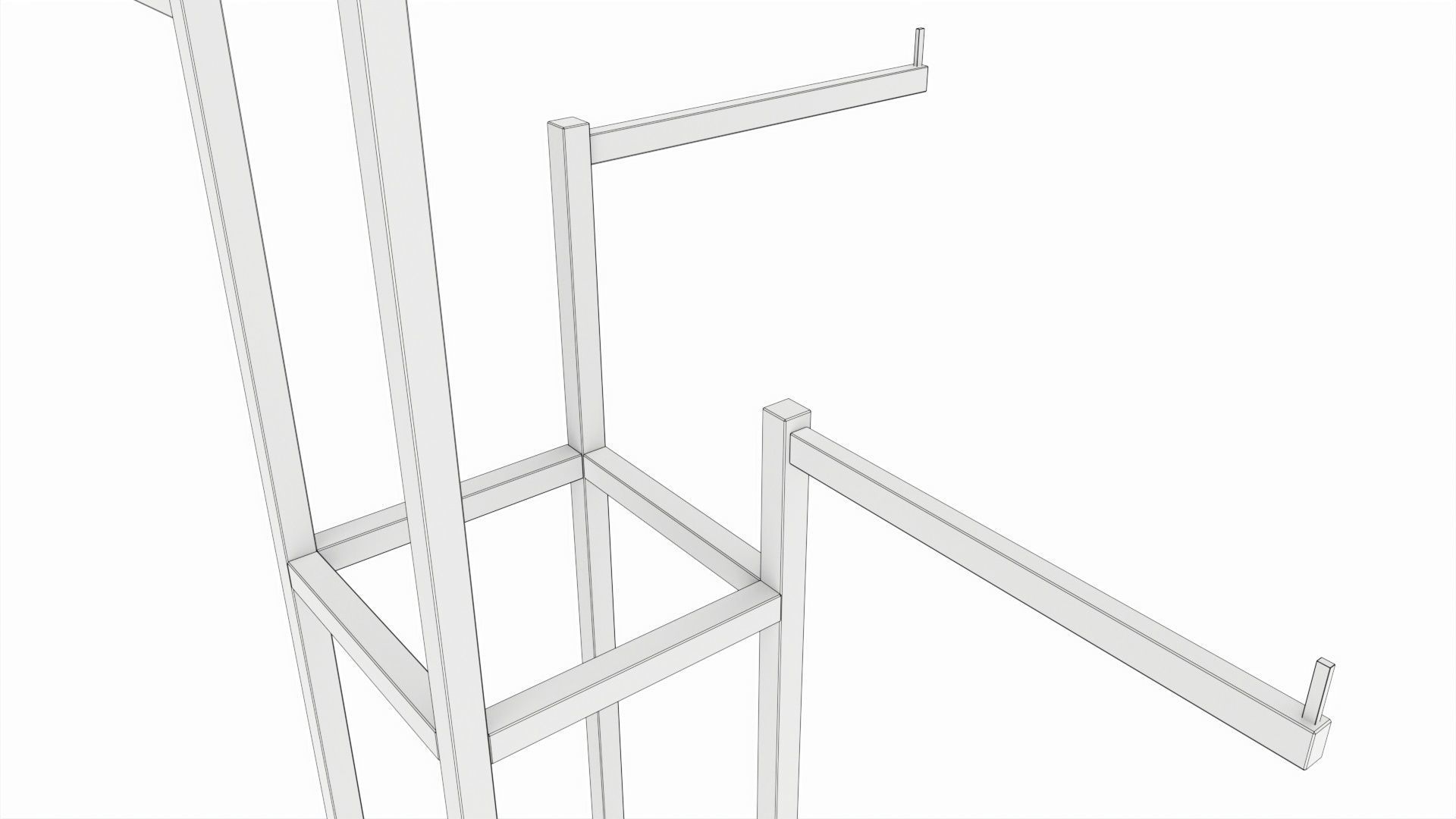Store Adjustable 4-way Square Tube Clothing Rack 3D model_6
