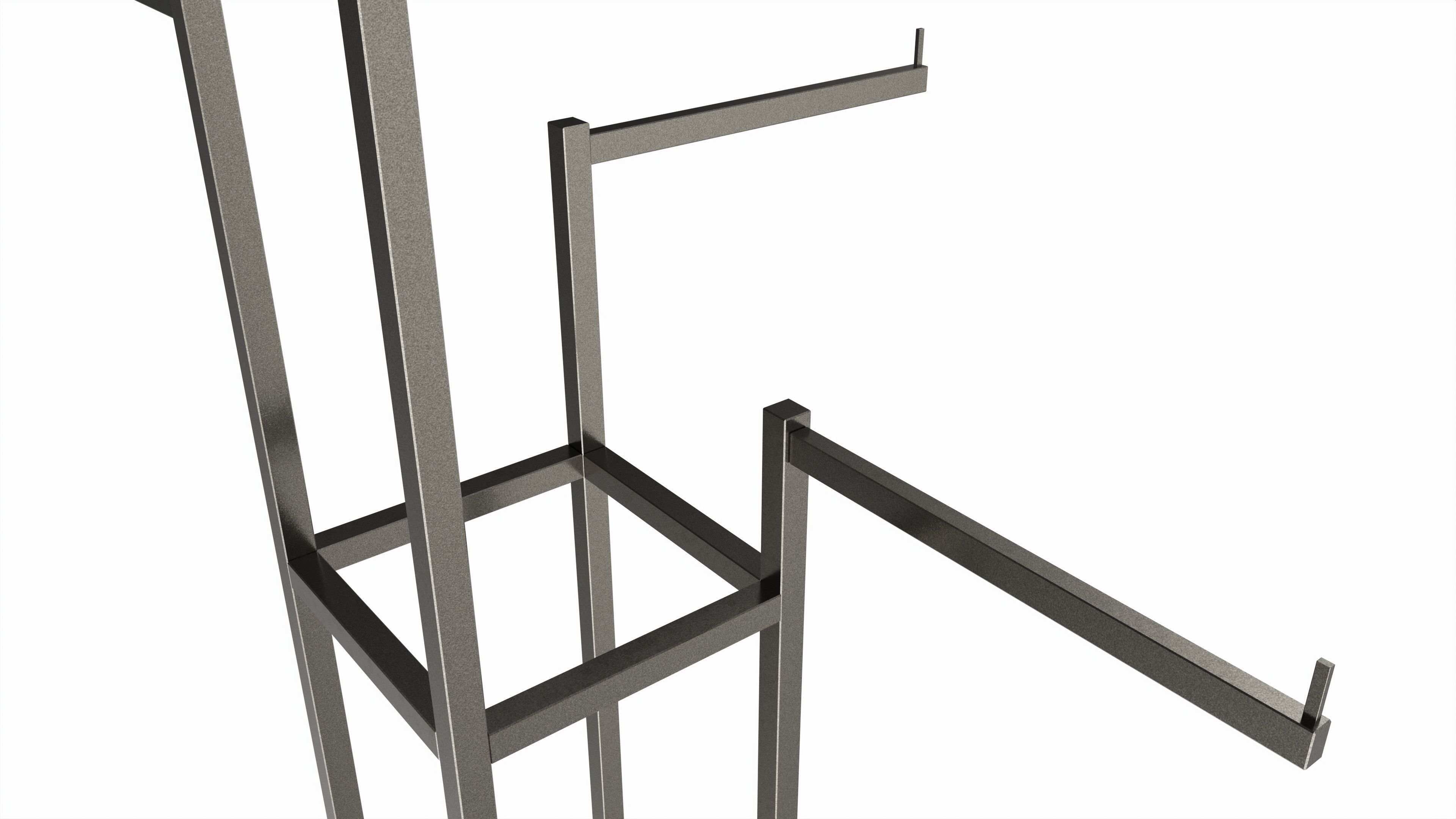 Store Adjustable 4-way Square Tube Clothing Rack 3D model_2