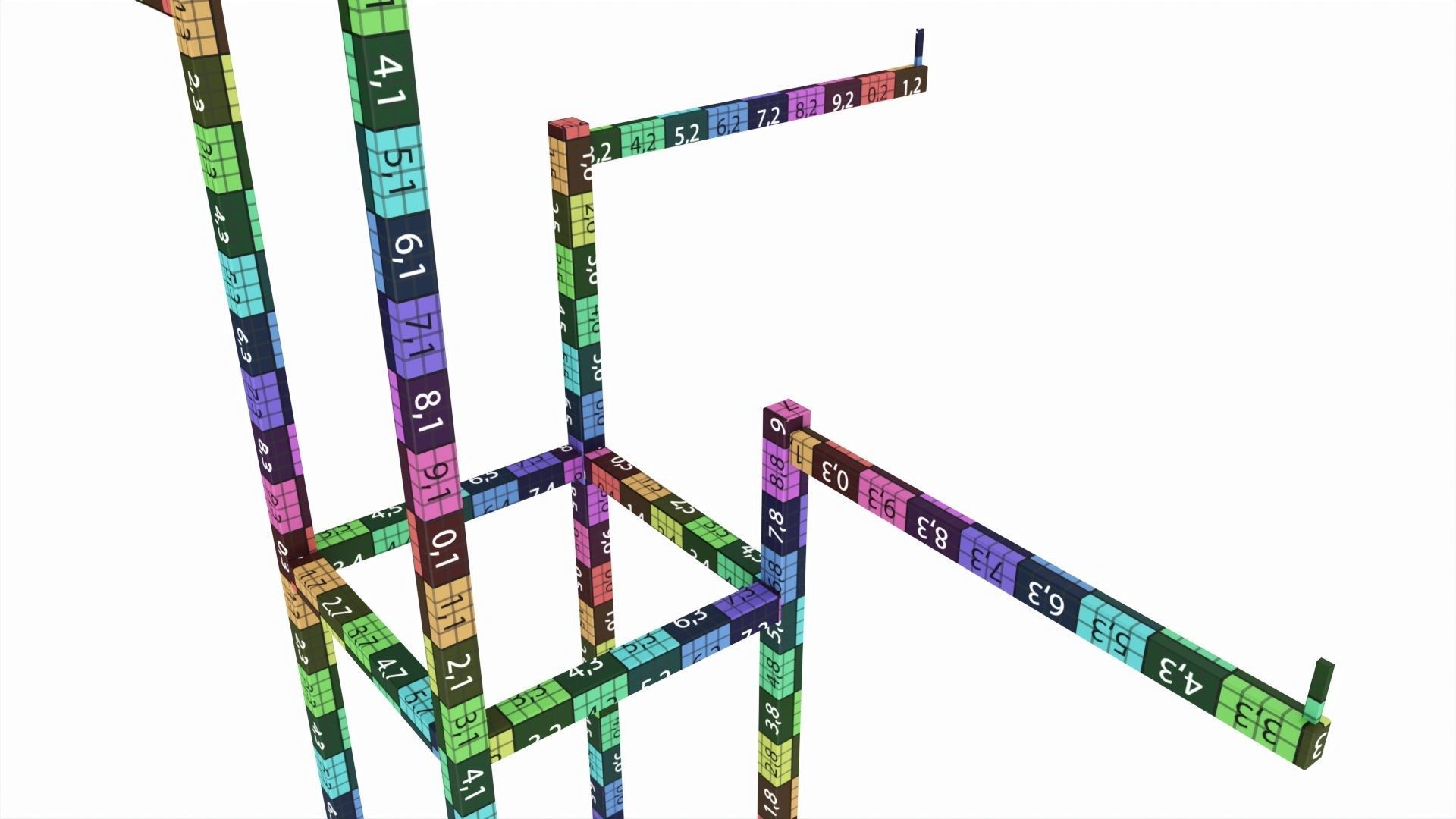 Store Adjustable 4-way Square Tube Clothing Rack 3D model_9