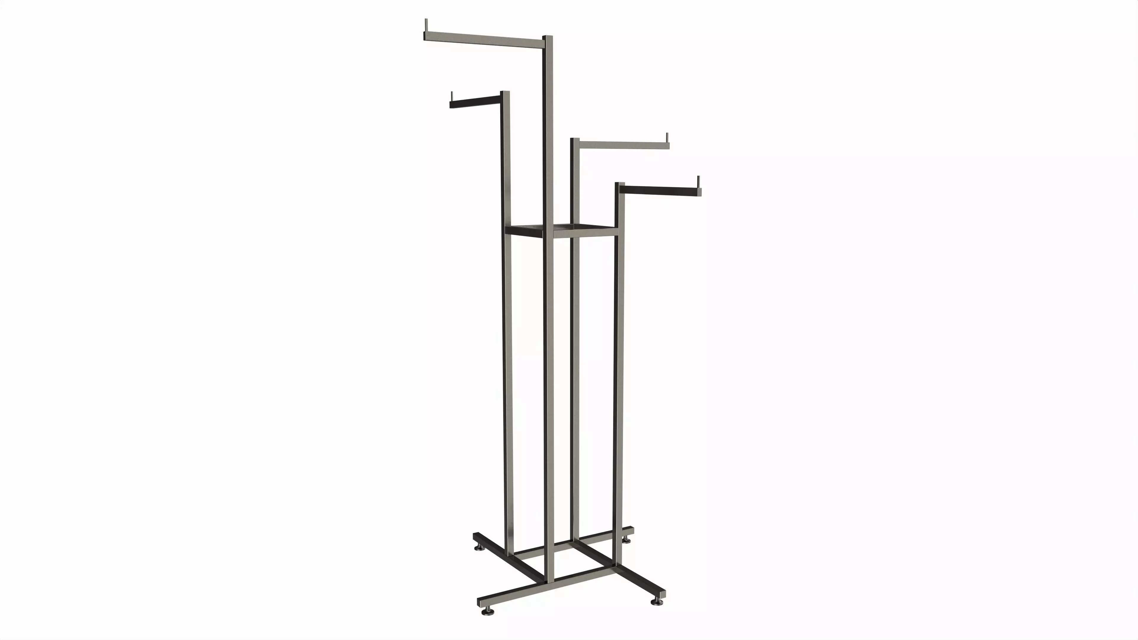 Store Adjustable 4-way Square Tube Clothing Rack 3D model_0