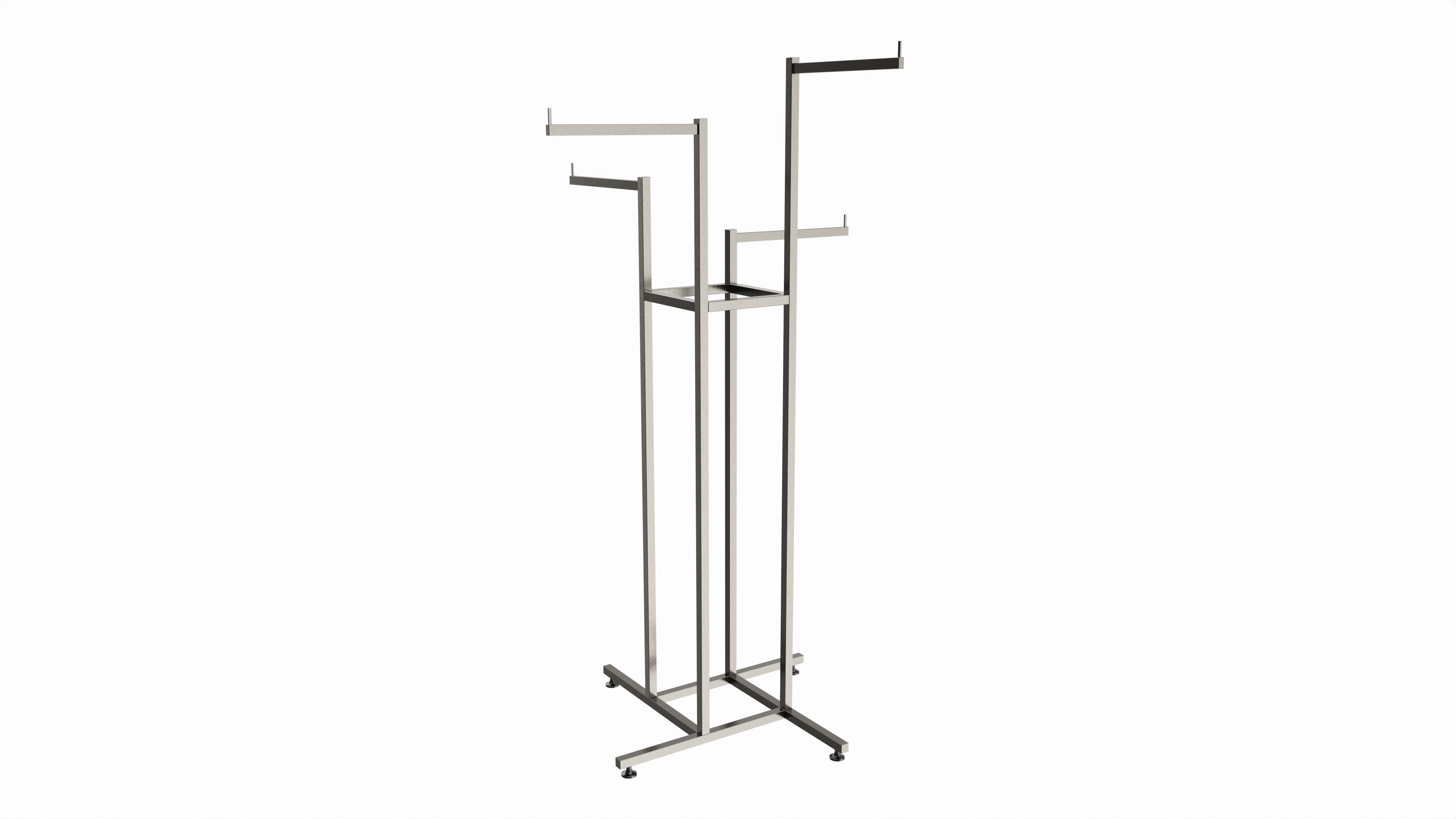 Store Adjustable 4-way Square Tube Clothing Rack 3D model_1