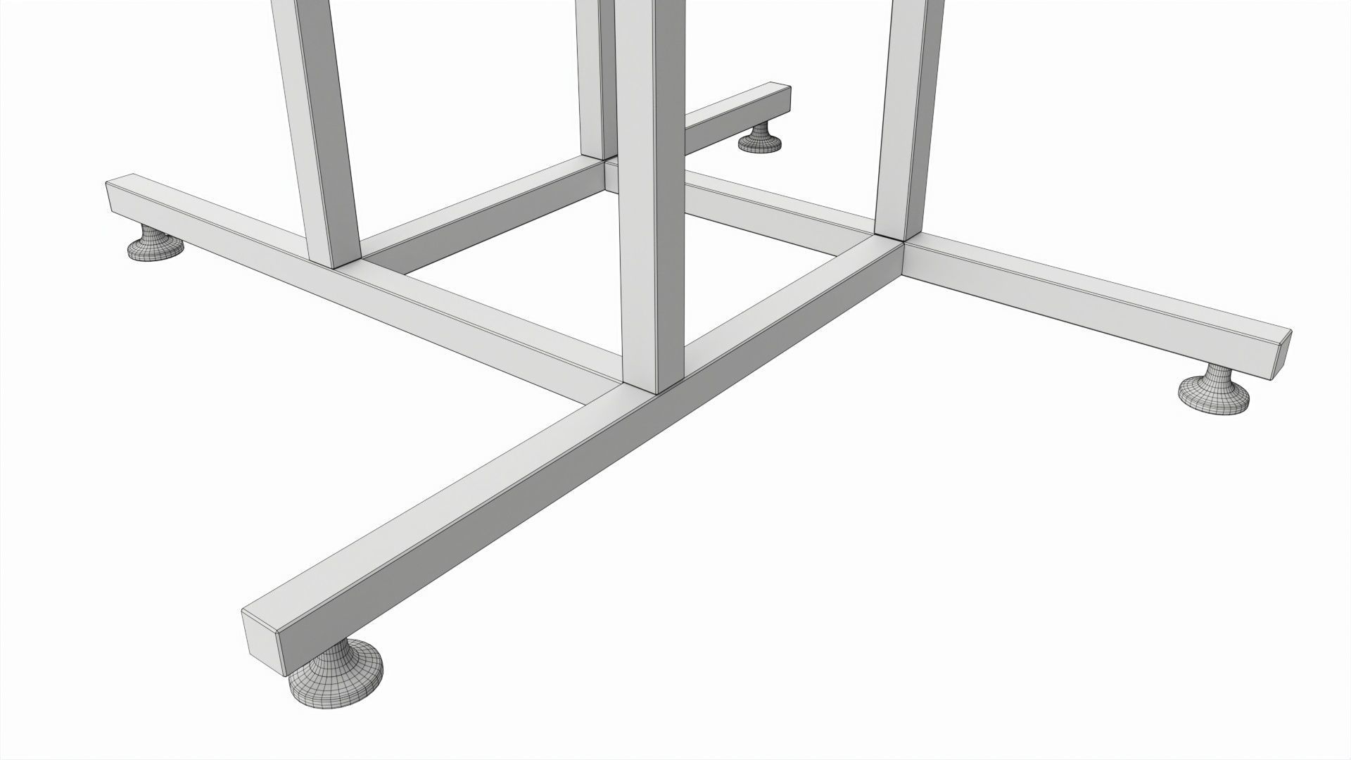 Store Adjustable 4-way Square Tube Clothing Rack 3D model_7