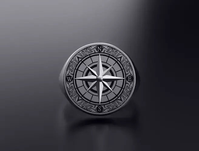Signet ring for men Compass 
