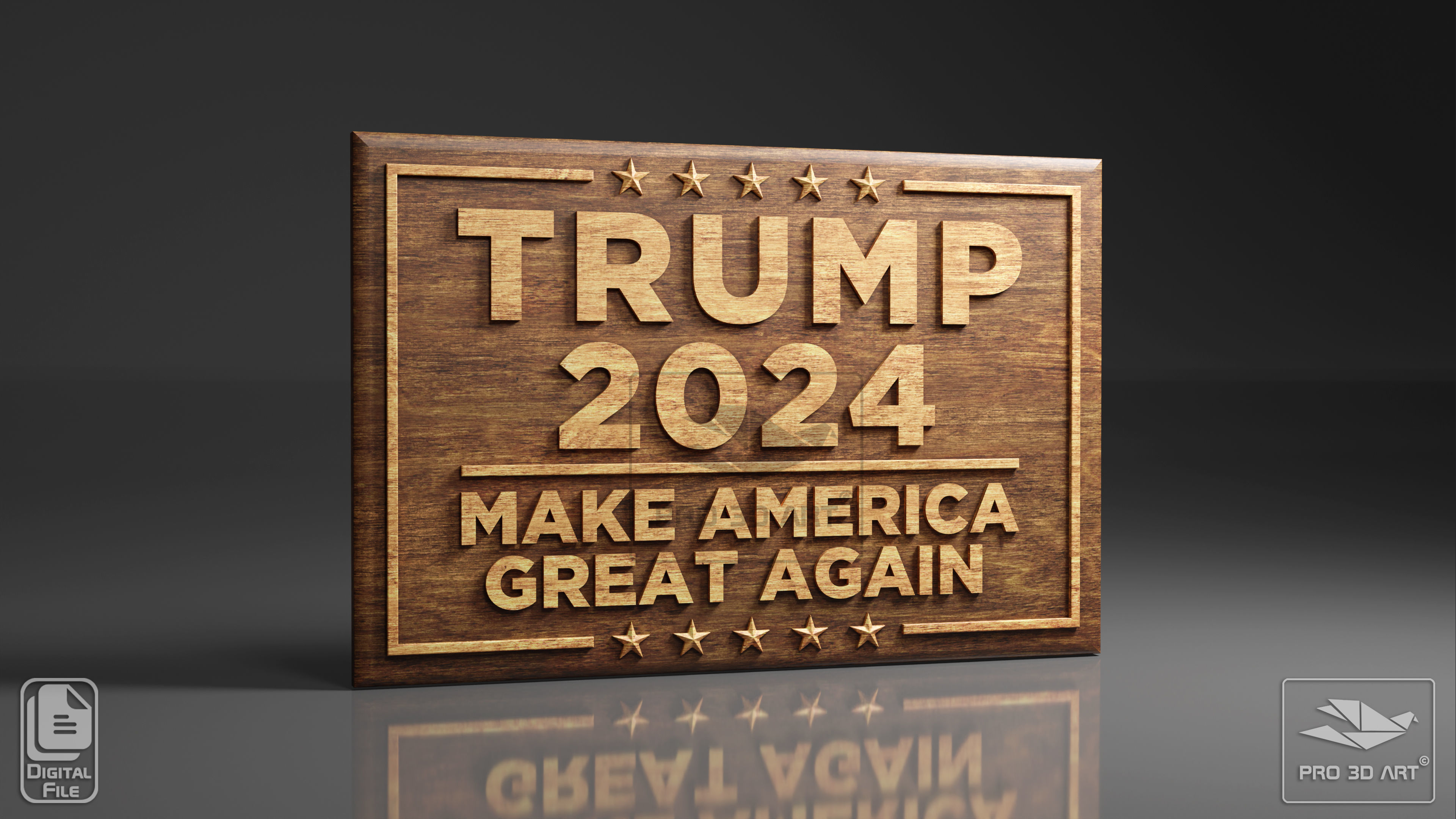 Trump 2024 MAGA Sign - CNC Files For Wood 3D model | CGTrader