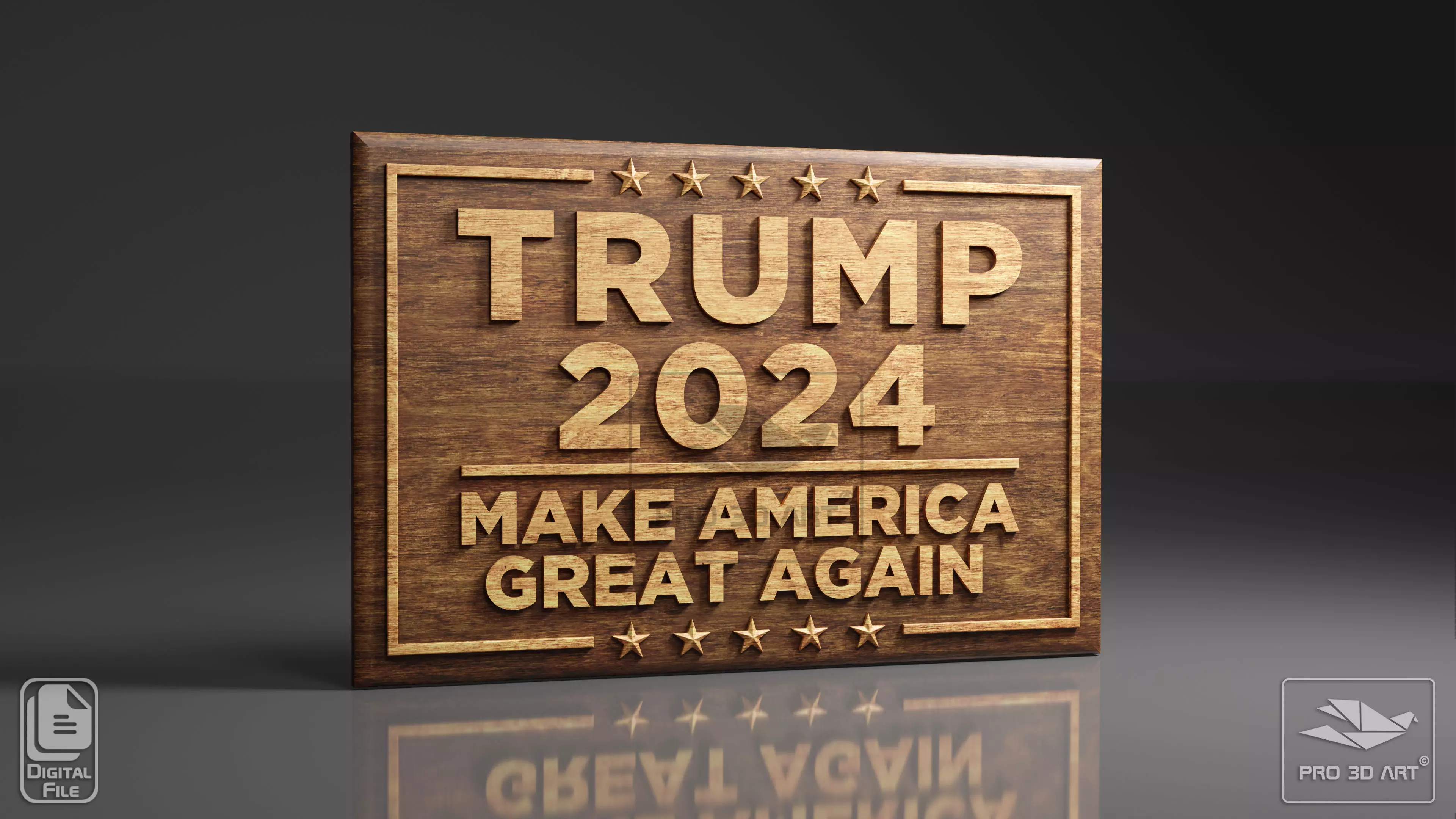 Trump 2024 MAGA Sign - CNC Files For Wood 3D model