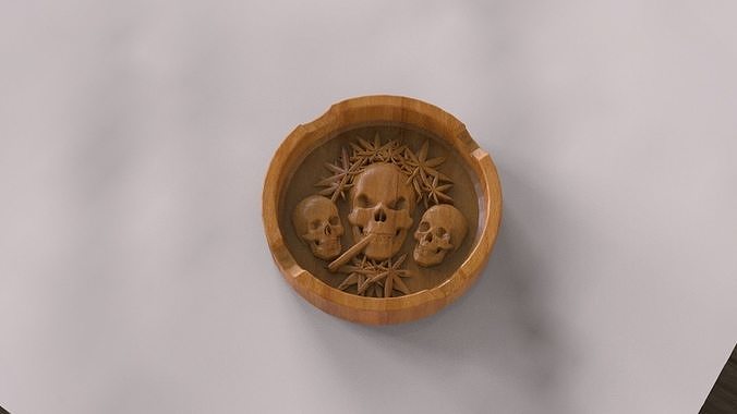 Skull Ashtray Cigar Tray File Dxf Dwg Svg Eps Ai for CNC Router 3D print model