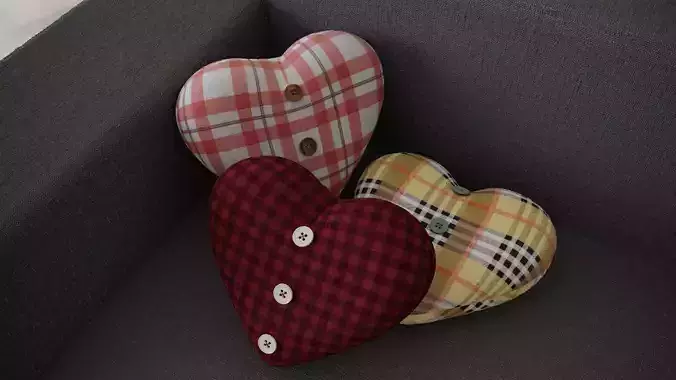 Cushions Hearts with buttons