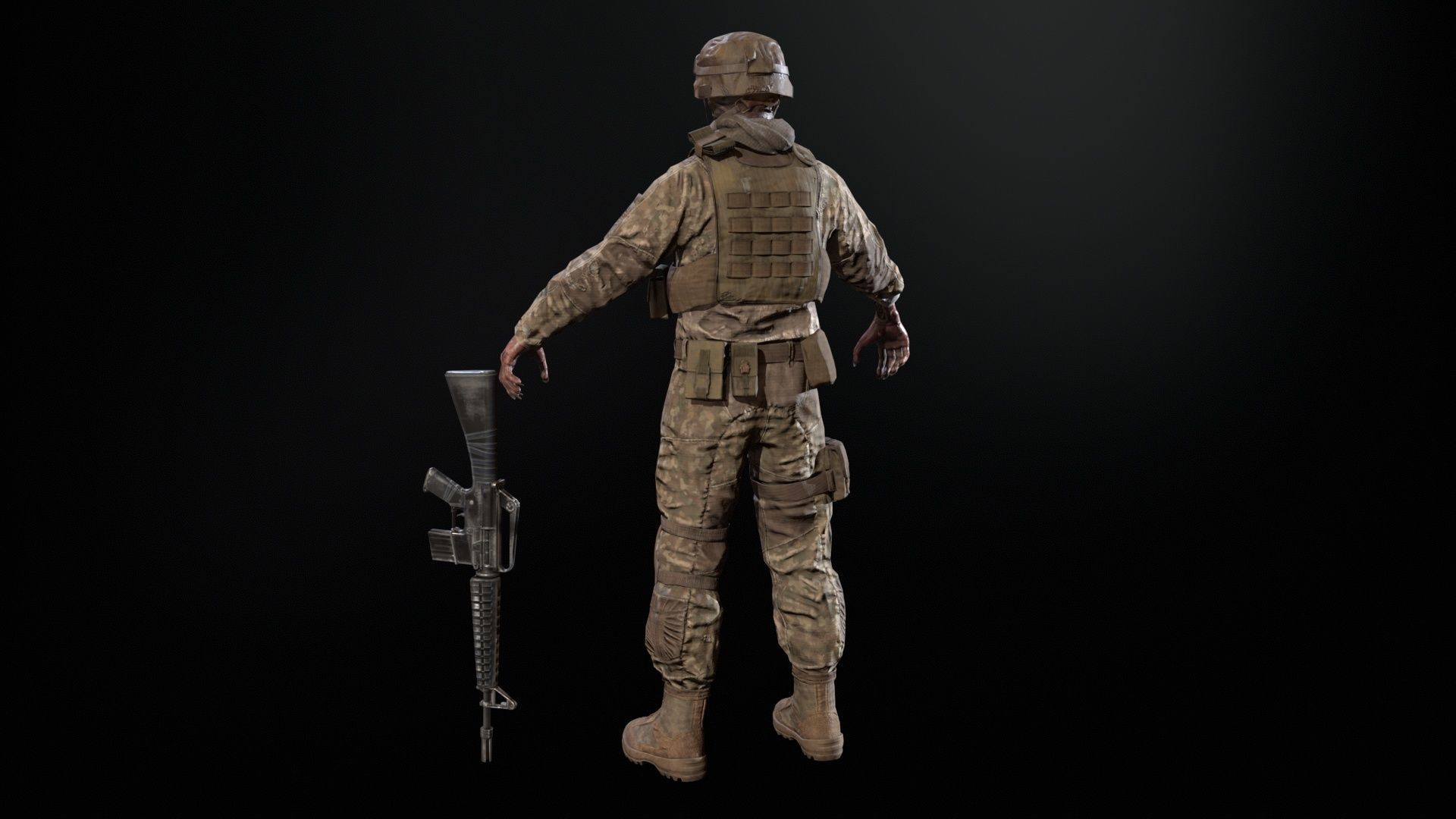 Zombie Soldier Low-poly 3D model_7