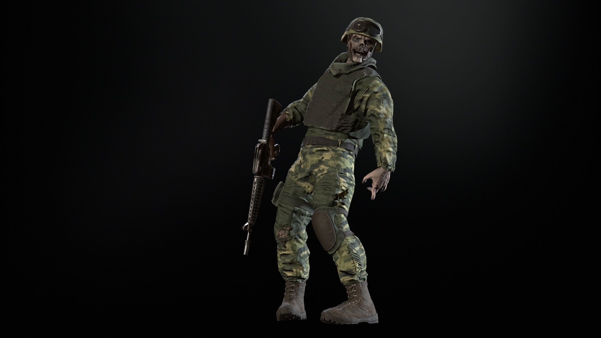 Zombie Soldier Low-poly 3D model_20