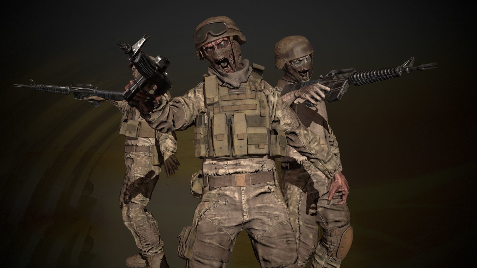 Zombie Soldier Low-poly 3D model_29