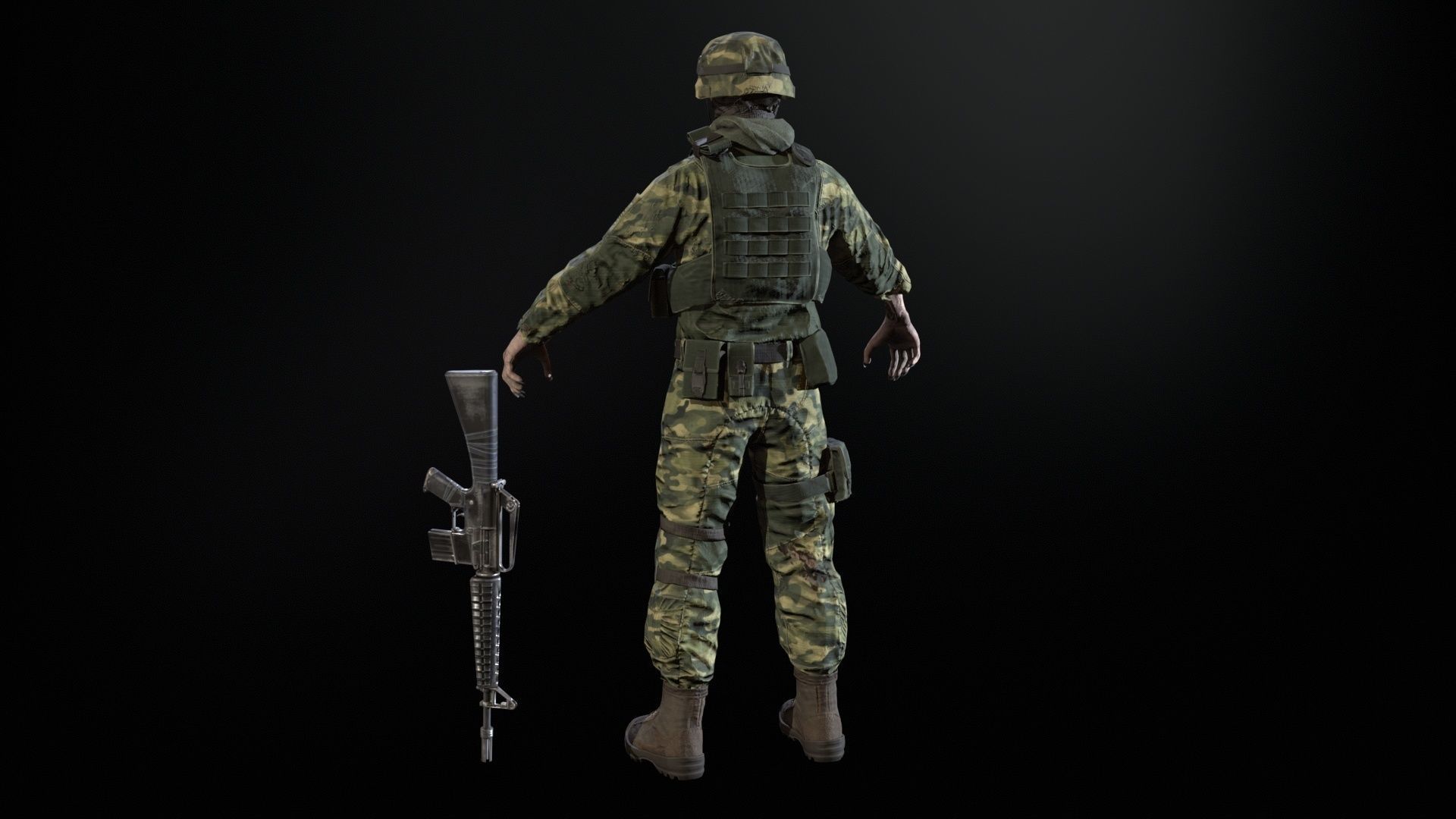 Zombie Soldier Low-poly 3D model_11