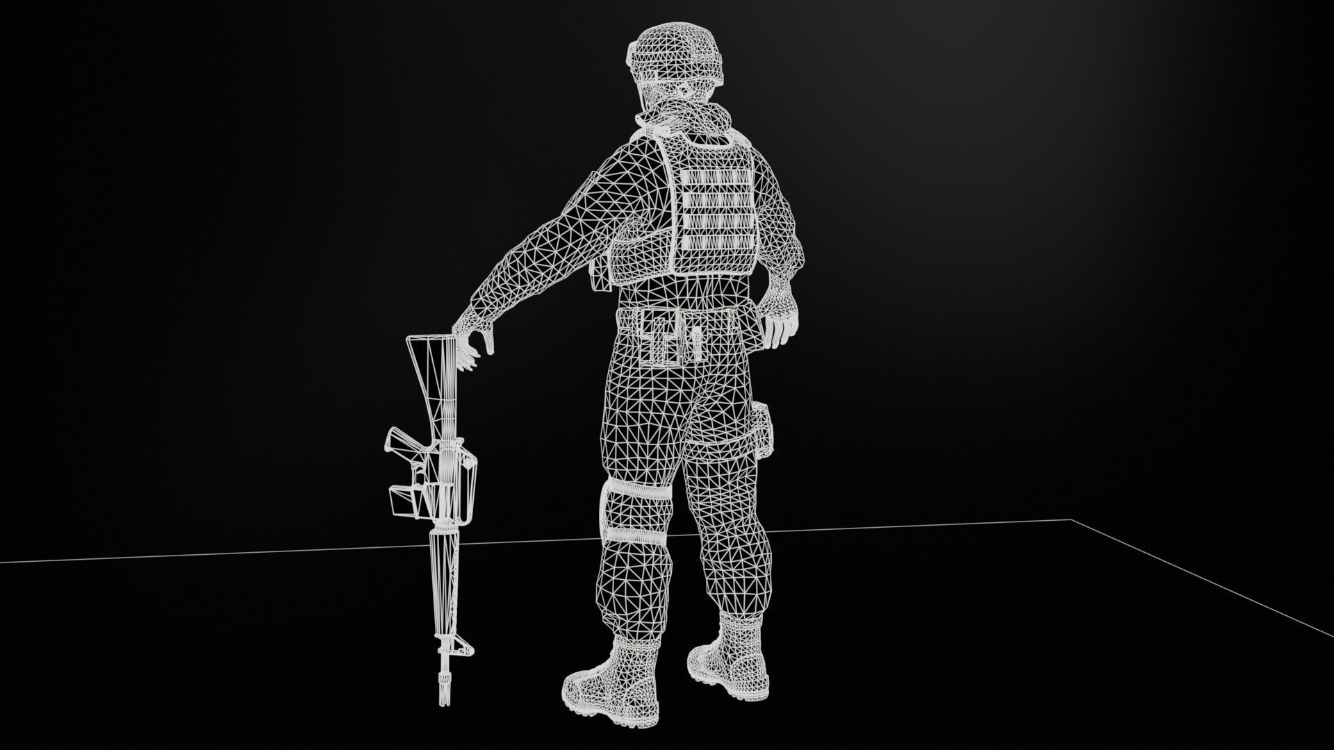 Zombie Soldier Low-poly 3D model_8