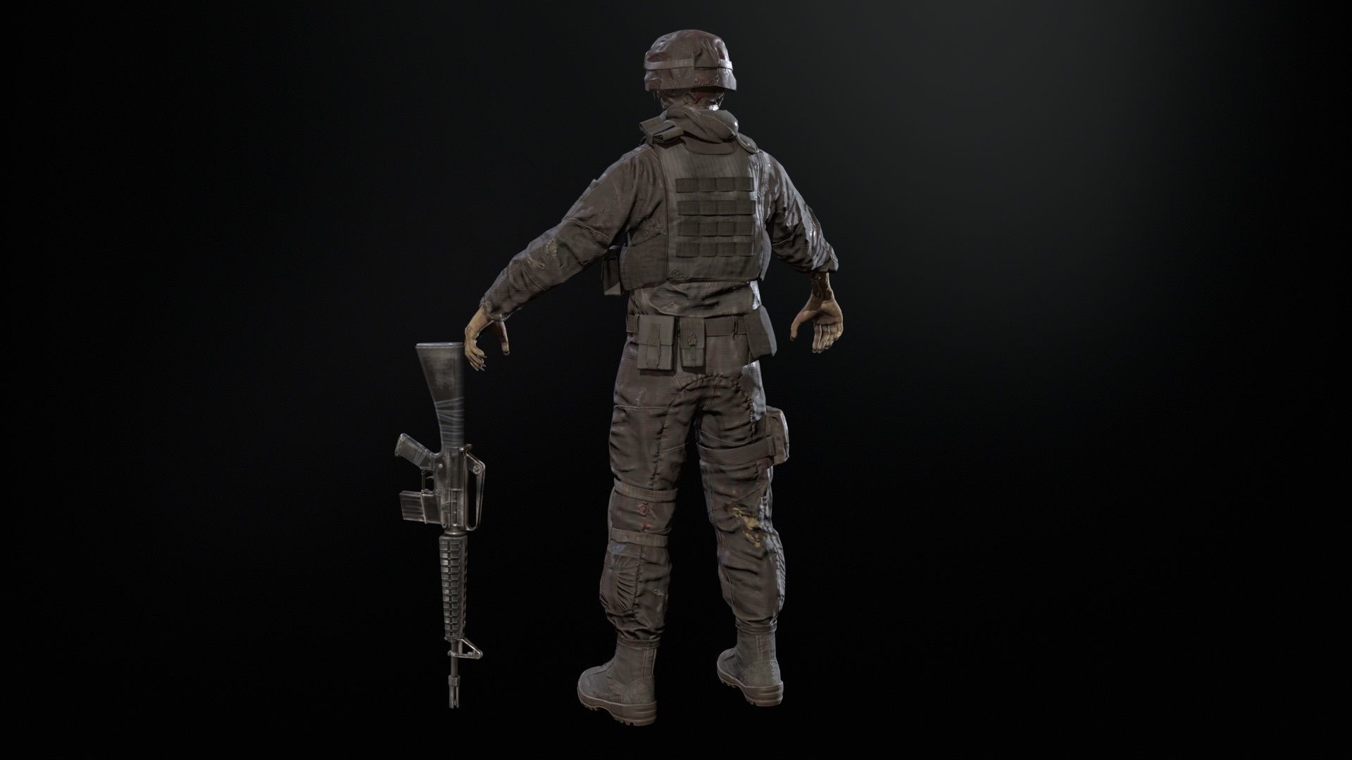 Zombie Soldier Low-poly 3D model_13