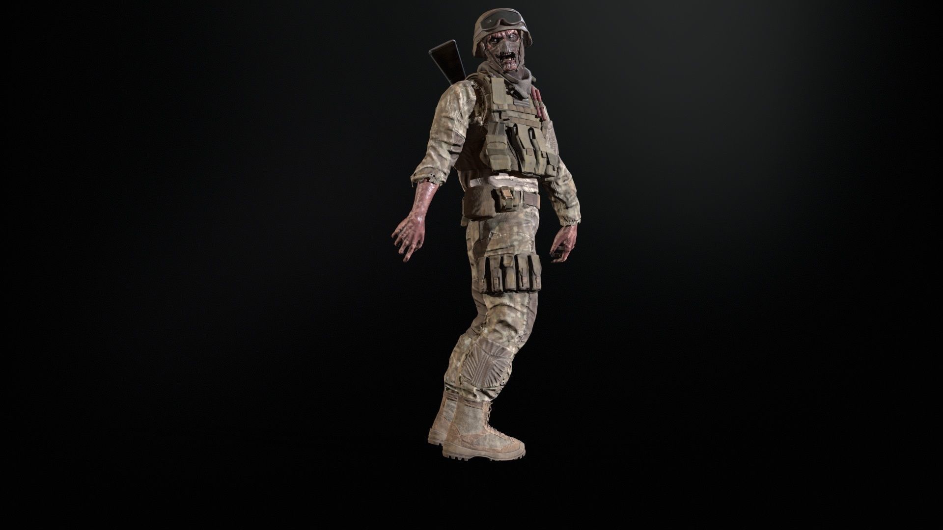 Zombie Soldier Low-poly 3D model_18