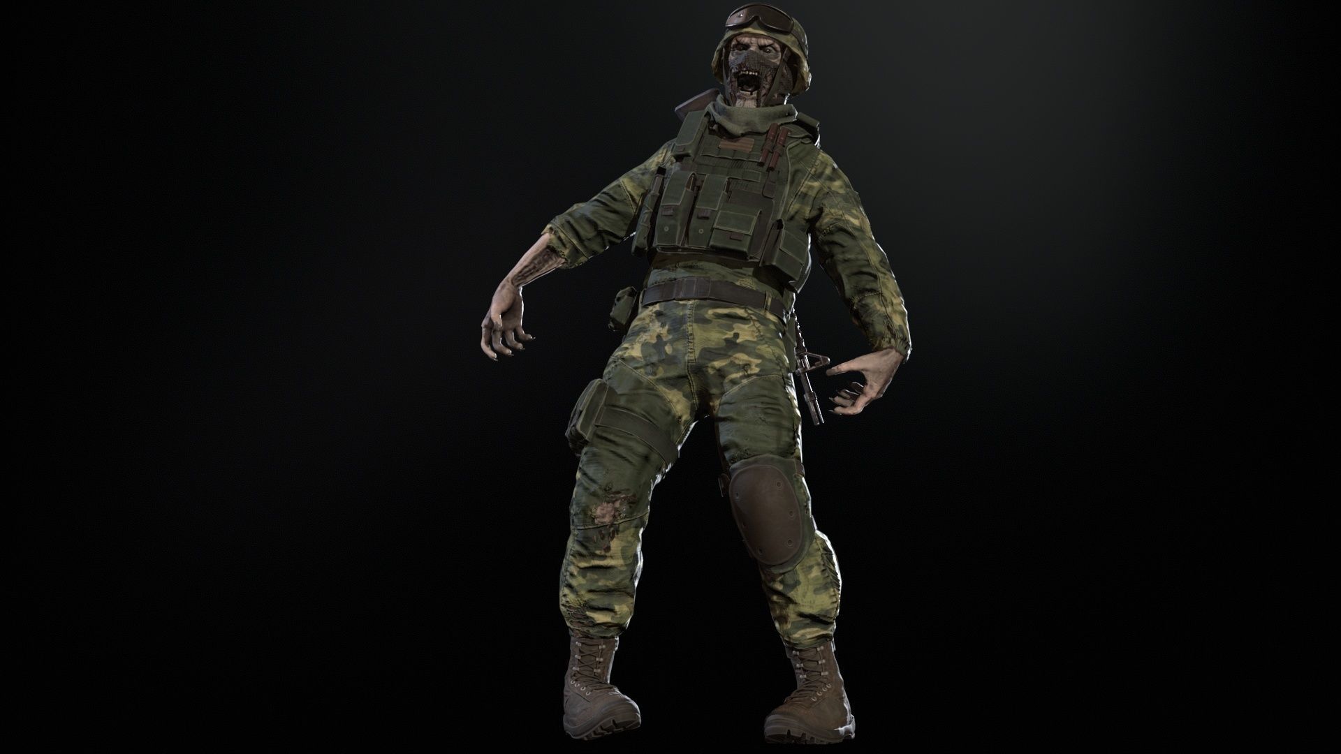 Zombie Soldier Low-poly 3D model_23