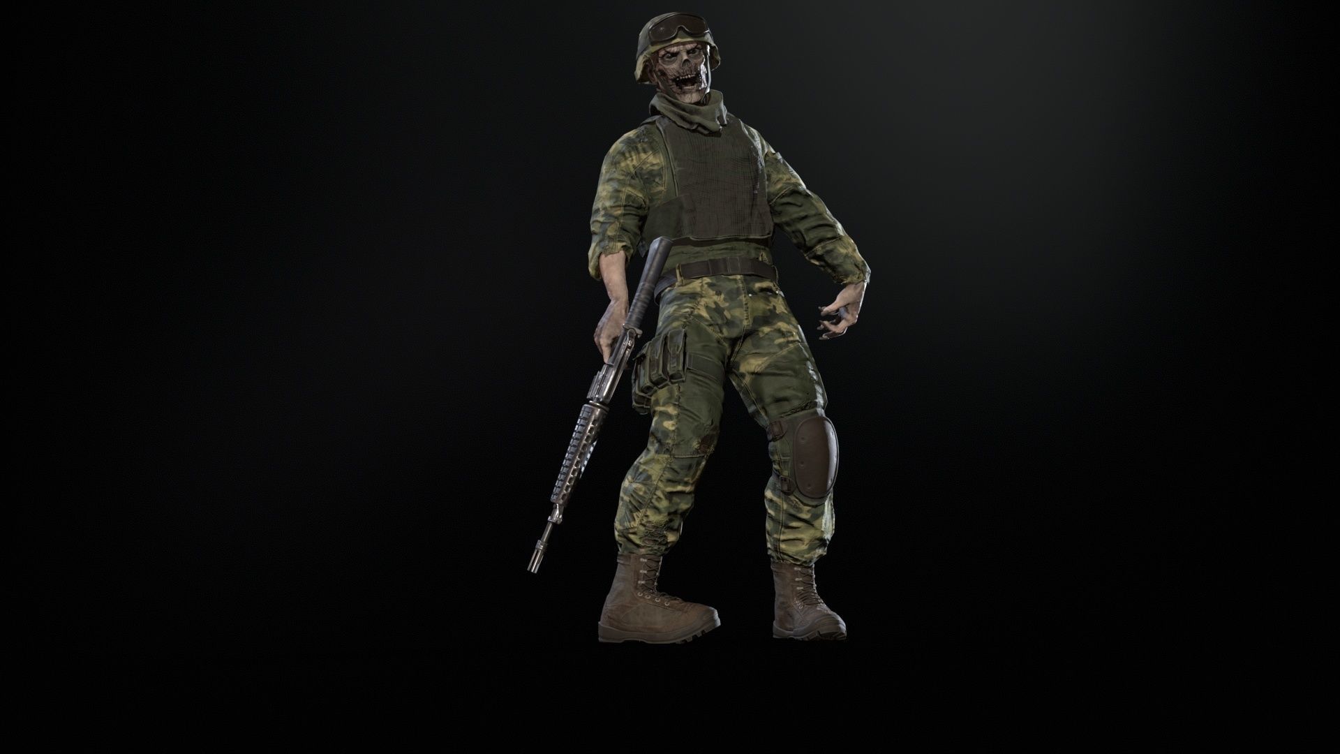 Zombie Soldier Low-poly 3D model_19