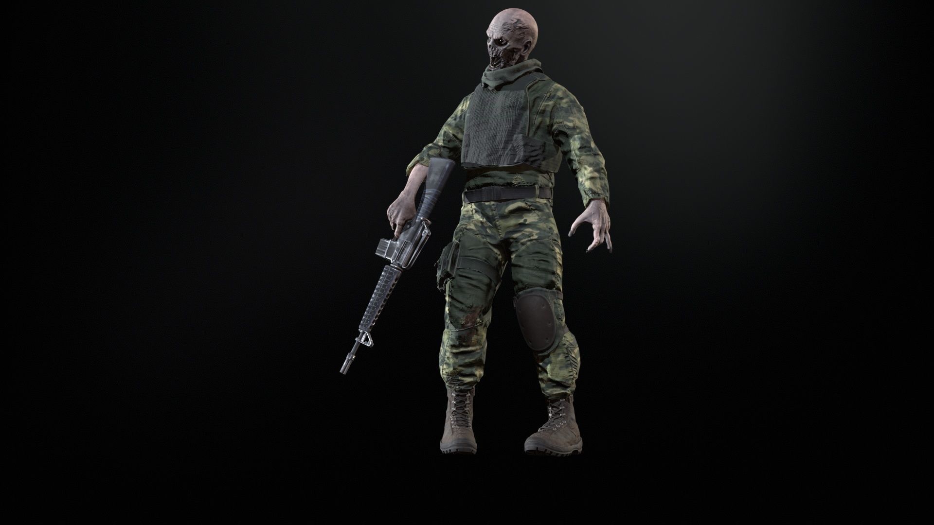 Zombie Soldier Low-poly 3D model_21