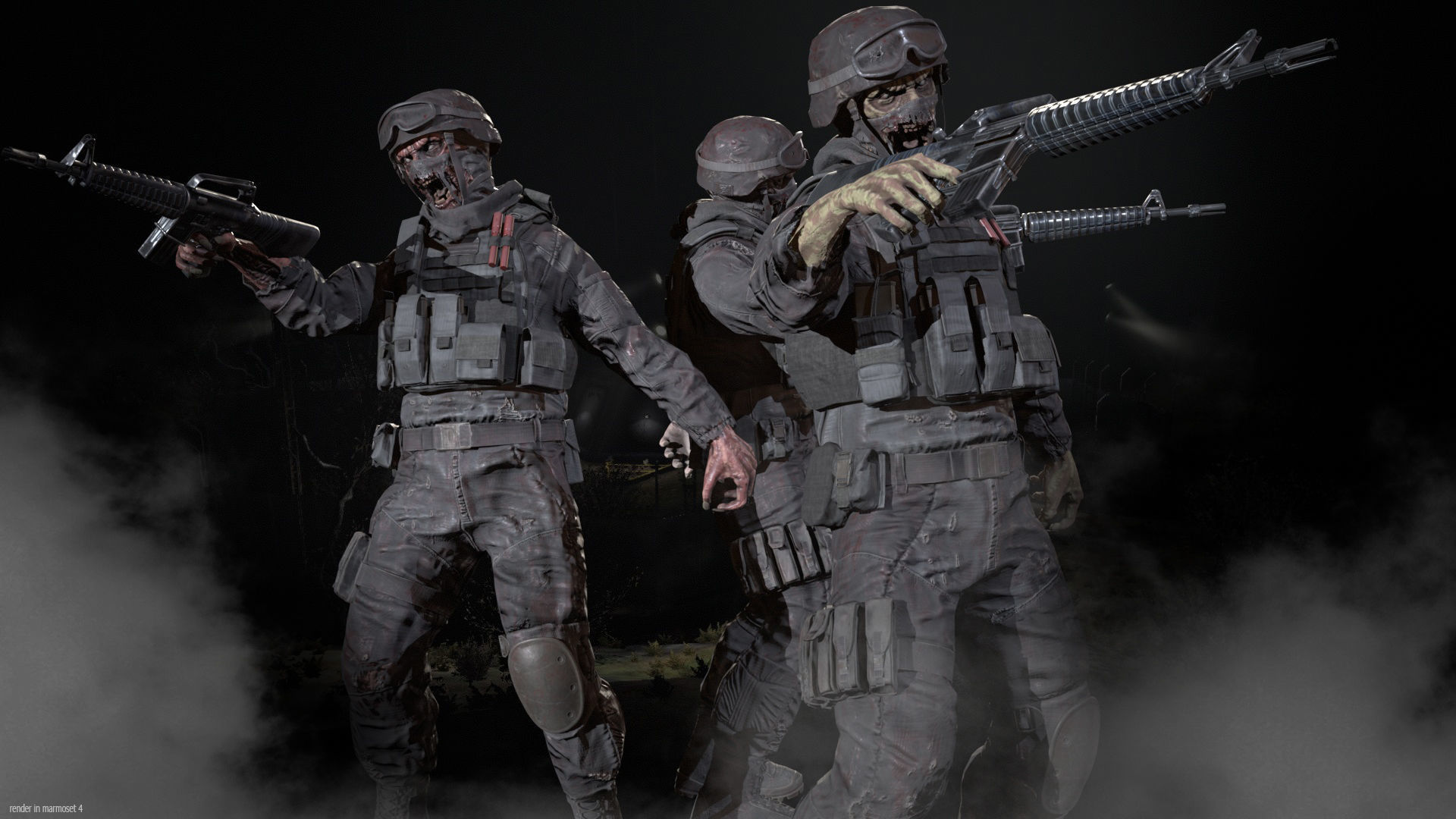 Zombie Soldier Low-poly 3D model_2