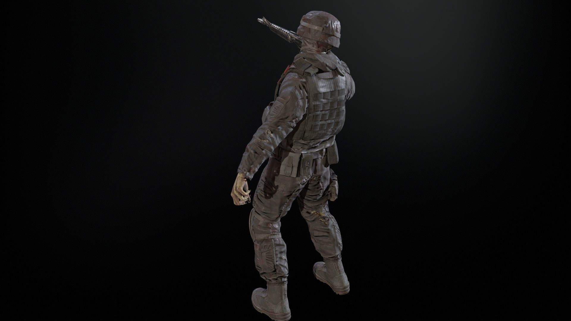 Zombie Soldier Low-poly 3D model_24