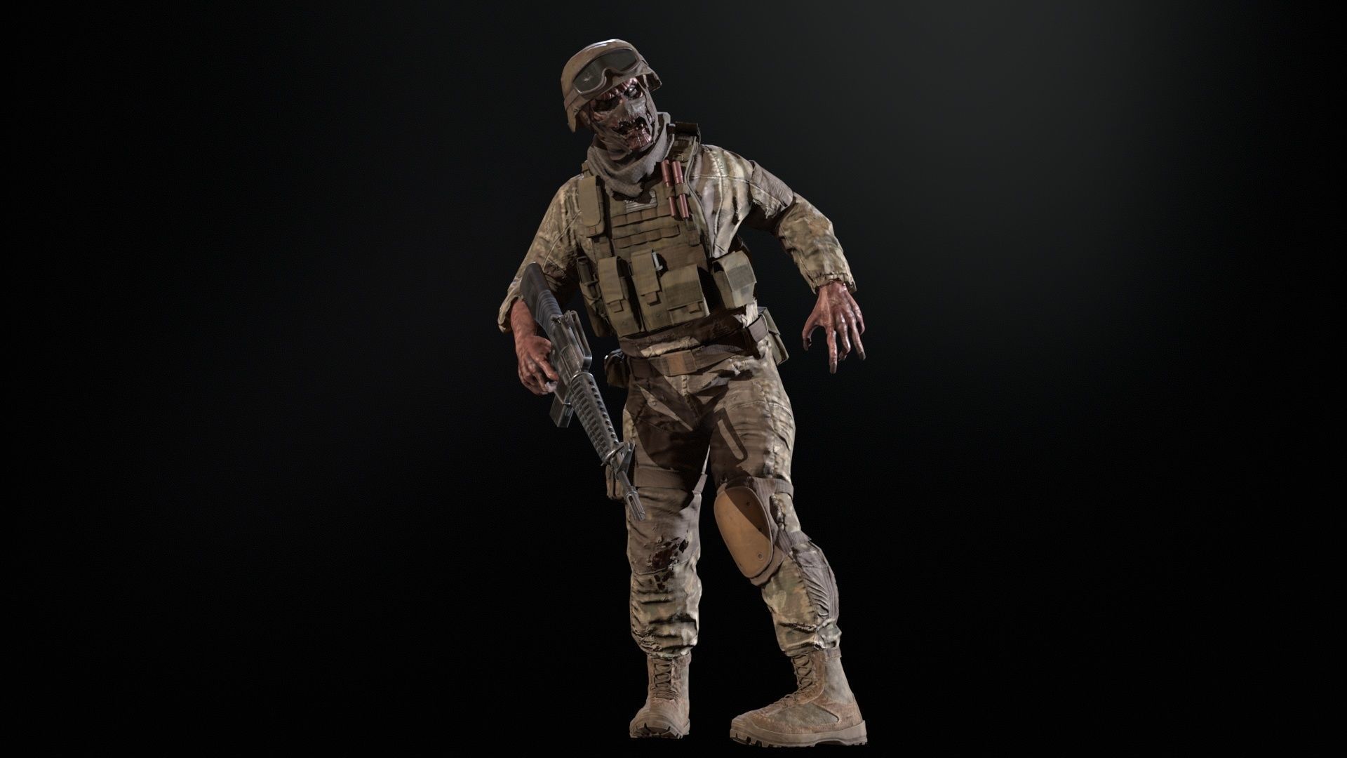 Zombie Soldier Low-poly 3D model_16