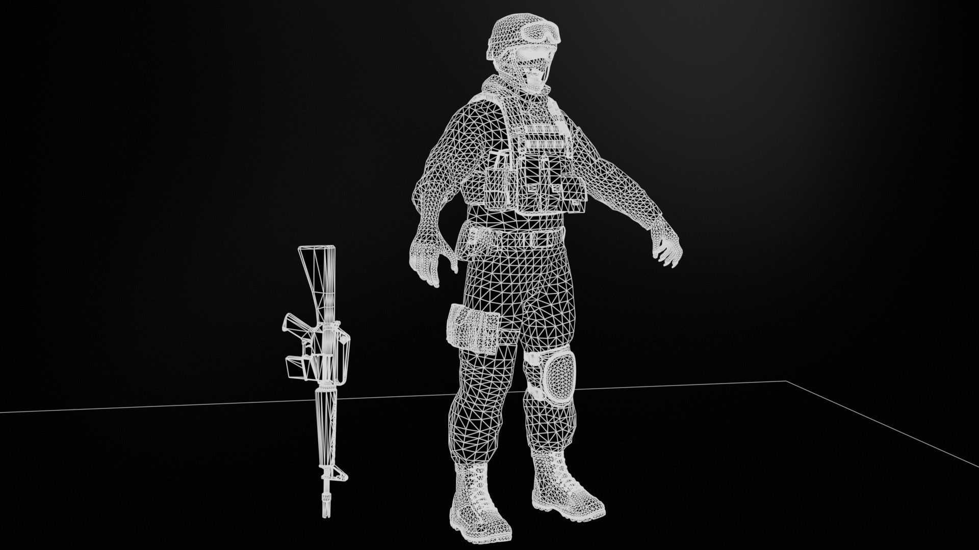 Zombie Soldier Low-poly 3D model_9