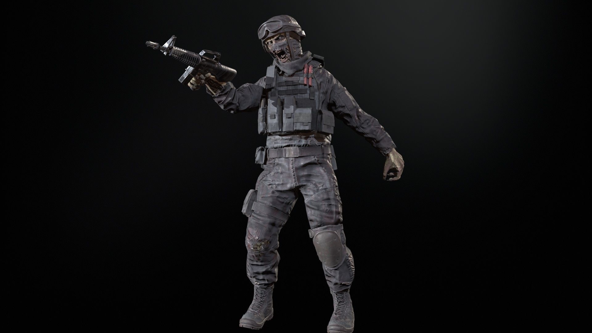 Zombie Soldier Low-poly 3D model_25