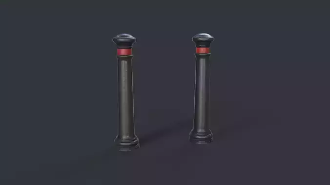 Street Bollard 12 PBR Game Ready Low-poly 3D model