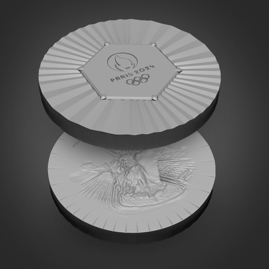 Official Paris 2024 Summer Olympics Medals Low-poly 3D model_8